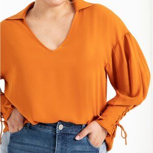 1970s Inspired Eloquii Lace up cuff top